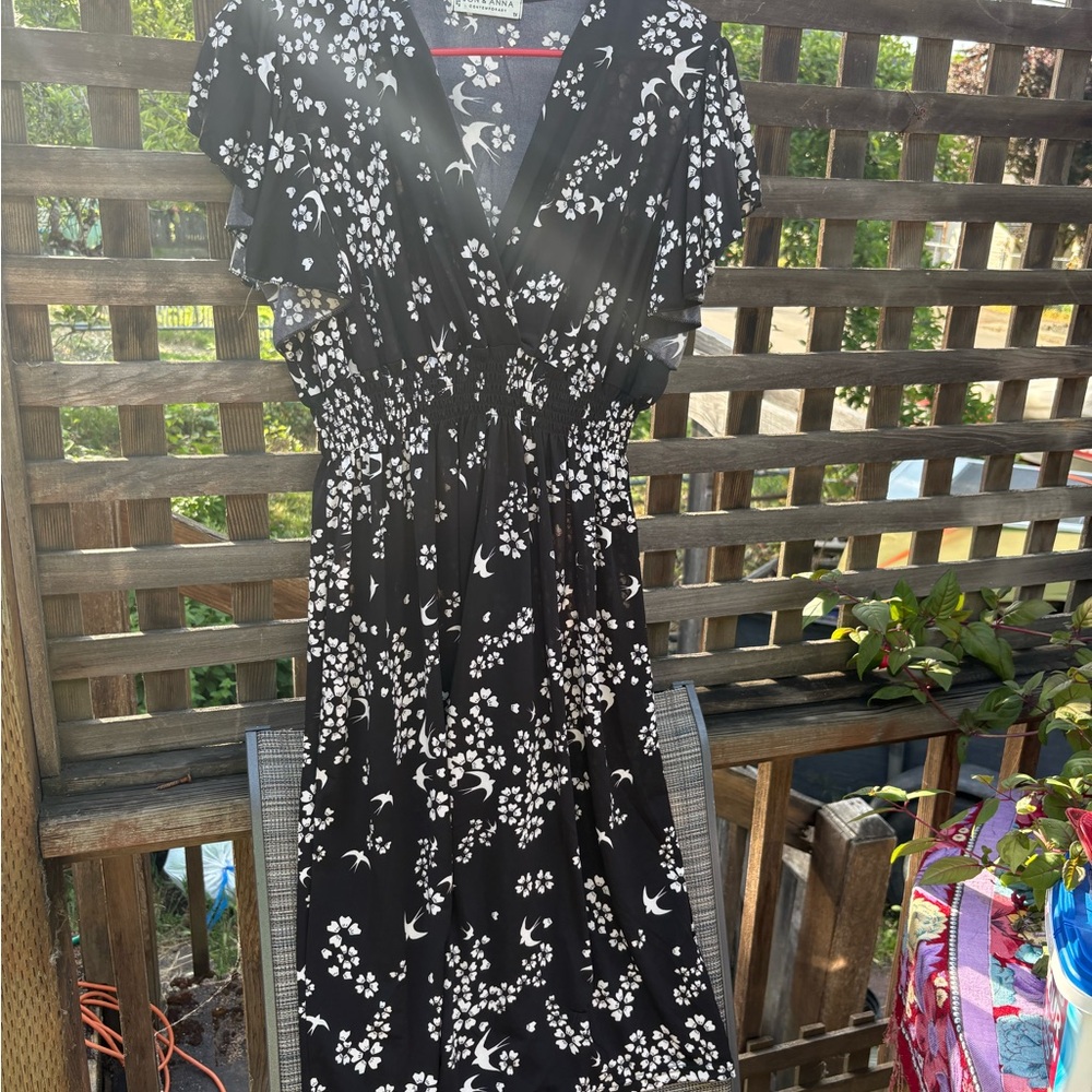 Jon & Anna Black and White Midi Sundress with V-Neck